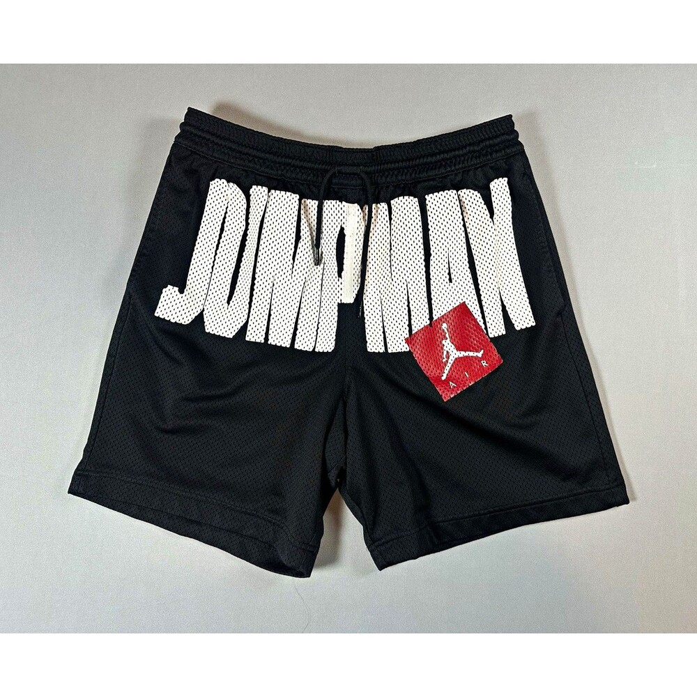 Jordan Jumpman Men's L Mesh Basketball Shorts Elastic Waist Drawstring Black